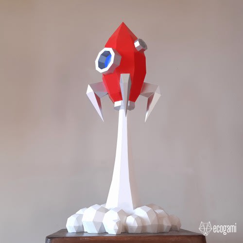 Rocket taking off papercraft