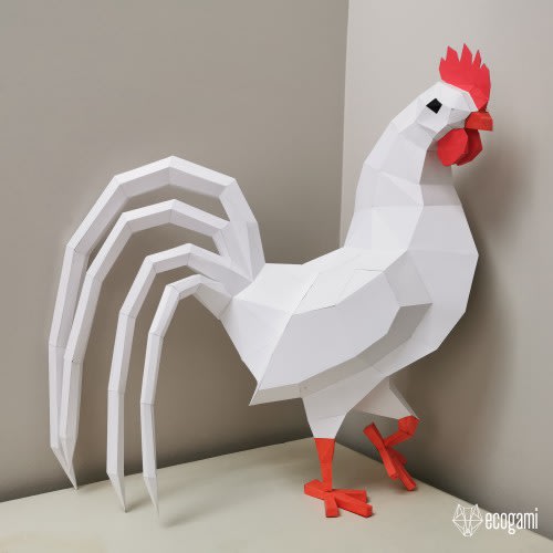 Rooster trophy papercraft